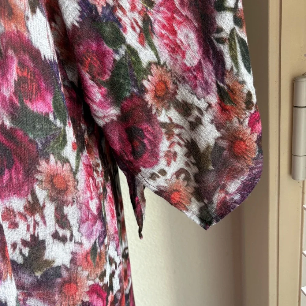Johnny Was 3J Workshop Fuchsia Floral Gauzy Tunic Top S - Picture 3 of 6